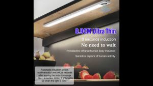 【SKIT SG】ULTRA THIN 0.9cm Induction Night Light Led / Portable LED Wardrobe Strip Lamp Super Slim Under Cabinet Light with Wireless Motion Sensor Detector White Lighting Rechargeable Battery USB Charging for Kids Bedroom Bedside Table Kitchen Closet