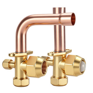 danxilu | Copper Air Conditioning Outdoor Unit Valve Three-Way Straight Pipe High-Low Pressure Charging Port Accessory