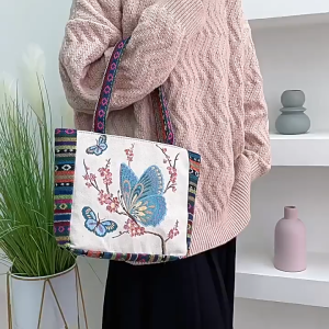 Túi xách Thổ Cẩm Cầm Thêu 2 Mặt Cẩm Tay Kẹp Nách Phong Cách Cổ Điển Chất Dày Dặn Hàng Loại 1