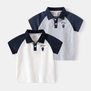 Boys Short Sleeve Polo Shirt Summer Thin Cotton Blend Fabric Quick Dry Breathable Flip Collar Baby Outfit Korean Style Childrens Top