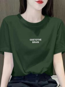 Loose Casual Short Sleeve Womens T-shirt Summer New Style Korean Version Cotton Creative Print round Neck Top