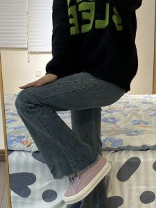 High Waist Flared Jeans Women plus Size Illusional Tall Pear Shape Body Wide Leg Pants Cotton Stretch Denim Bootcut Trousers