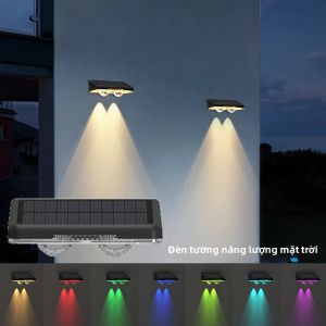 Đèn LED Năng Lượng Mặt Trời Ngoài Trời Chống Nước RGB 3 Màu Đèn Tường Cho Sân Vườn Con Đường Trang Trí Cảnh Quan Ban Công Sân Hàng Rào