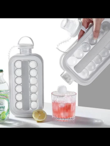 KINGREADY Portable Ice Ball Maker Bottle 17 Ice Cubes Molds Bottle Creative Ice Hockey Bubble Iceball Maker Kettle