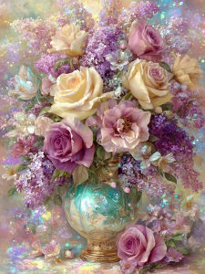 500/1000/1200/2000PCS Jigsaw Puzzle Rose Vase Flower Still Life Art For Adults Great Weekend Relaxation And Family Fun Gift