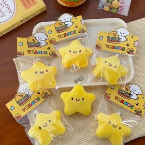 Cute Star Squeaky Plushie Keychain Little Banana Soft Stuffed Plush Toy String Pendant School Bag Decorations Gift Idea