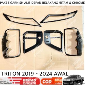 Paket Garnish Alis Depan Belakang All New Triton 2019 2020 2023 2024 Awal Hitam Chrome