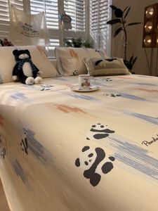 Suxuan | Fresh Blue Butterfly Printed Cotton Linen Blend Bed Sheet