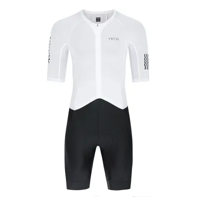 YKYWBIKE Mens Aero Cycling Skinsuit Short Sleeve Triathlon Suit Road Bike Race Speedsuit Breathable Quick Dry Ropa Ciclismo MTB