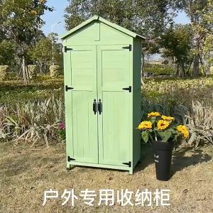 ✅Ready Stock✅ Outdoor Solid Wood Storage Cabinet Garden Tool Plant Rack Pot White Putih Kabinet Pasu Balcony Taman Luar