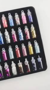 48 Bottles Nail Glitter Rhinestones Set with Pearl Beads & Flakes Sequins for DIY Nail Art Manicure