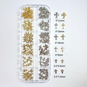 1Box Light Luxury Metal Alloy Cross Nail Art Charms Exquisite Minimalist Shinny Cross Punk Wind Nail Decorations DIY Cool  Nails