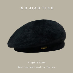 Elegant Womens Beret Hat 2023 New Autumn Winter Small Face Warm Plush Hat Rabbit Fur Beret Cap Sweet Cute Style Streetwear