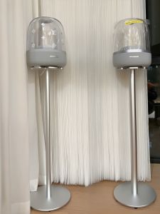 Zgouo Wireless Speaker Stand Metal Floor-Mounted Simple Design for Harman Kardon 4 Aura Studio3/4 Generation Speakers