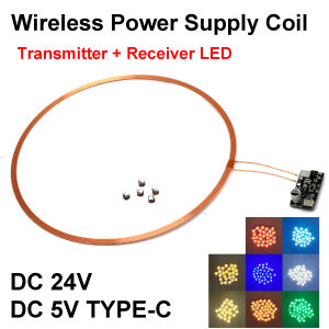 DC 5V 24V 200mm Wireless Power Supply Transmitter Coil  Induction Receiver LED Light  Lamp Toys Robots  Model