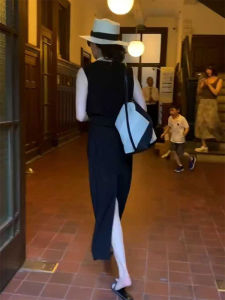 YUFUQING | French Style Black Asymmetrical Hem Round Neck Sleeveless Womens Dress Summer New High Waist Slimming Long Skirt Casual Wear