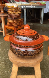 โถข้าวไม้ โถใส่อาหาร พร้อมฝาปิด