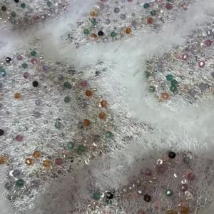 Top Grade High Quality African Nigeria Sequins Tulle Lace Fabric Embroidery Wedding Party Guipure Dress Beads Stone