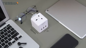TESSAN SG - SG Safety Mark Cube Wall Charger Socket Extension With 2 Outlets Multi Plug USB C and USB A
