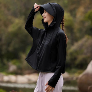MiiOW | Womens Summer New Ice Silk Loose Breathable UV Protection Clothes Cat Person Brand Nylon Spandex Blend Long Sleeve Hooded Jacket