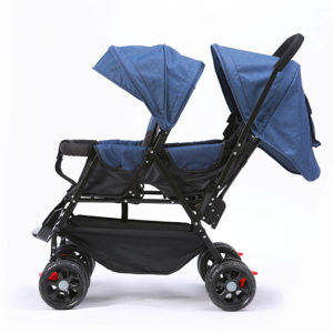Lightweight Folding Double Stroller for Twins And Older Kids Front And Rear Reclining Seats Easy to Handle Suitable for Infants to Toddlers