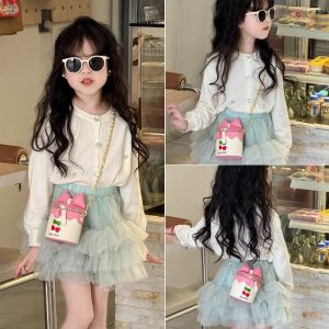 Adorable Princess Style Kids Crossbody Bag Girls Single Shoulder Bag Fashionable Childrens Accessory Cute Small Bucket Shape