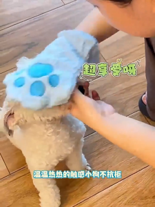 Doge&Orange ถุงมือผ้าเช็ดตัวสัตว์เลี้ยง ผ้าเช็ตตัว แมว สุนัข ซับน้ำได้ดี แห้งไว เนื้อผ้านุ่ม สีชมพู ฟ้า PU217