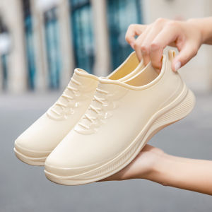 Waterproof Non Slip Womens Rain Boots Summer New Arrival Low Ankle Rain Boots Lightweight Plaid Rain Shoes Adult Shopping Kitchen Rubber Shoes