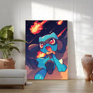 KAYOU | Tranh Tô Màu Theo Số Pokemon Totodile Mudkip Bằng Sơn Acrylic Trên Vải - Bộ Dụng Cụ Nghệ Thuật Kỹ Thuật Số Tô Màu Theo Số Dành Cho Người Lớn