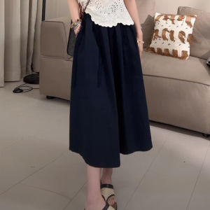 Shalldoer | French Vintage High Waist Slim A-Line Mini Skirt Womens Summer New Style Pure Color Casual Simple Midi Skirt