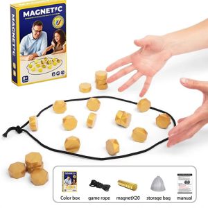 Party Games Magnetic Stones Game Interactive Magnet Board Strategy Game Family Kids Adults Portable Magnetic Stones Play Set ；‘’