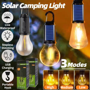 Solar Camping Light Waterproof Rechargable Light Bulb Outdoor Portable LED Tungsten Emergency Tent Light
