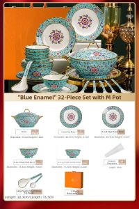 mornenjoy | Elegant High-Grade Dinnerware Set Enamel Porcelain