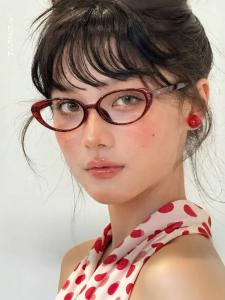 YINFAN | Vintage Red Cat-Eye Small Oval Anti-Blue Light Glasses Frames