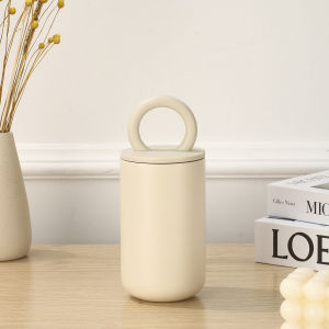 Simple 304 Stainless Steel Portable Coffee Cup Double-layer Vacuum Insulated Cup Portable Cup with Handle Ring