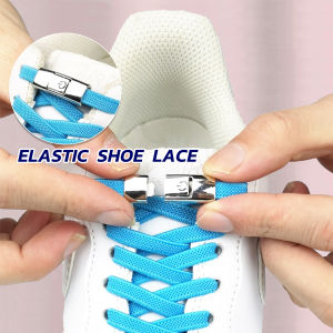 Press Lock Shoelaces No Tie Shoe Laces Elastic Laces 8mm Widened Flat Shoelace for Sneakers Rubber Shoes