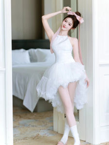 Bridal Light Wedding Dress Short Certificate Registration Slim White Dress Sweet Classy Engagement Dress Halterneck Morning Gowns Small Summer