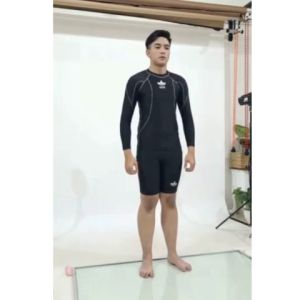 Pakaian Renang Pria Dewasa Setelan Lengan Panjang dan Celana Pendek