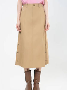 กระโปรงทรงเอเอวสูงสีกรมท่า กางเกงขายาวทรงเอ กระโปรงทรงเอเอวสูง ทรงเข้ารูป แฟชั่นฤดูใบไม้ร่วง 2025 สำหรับผู้หญิง