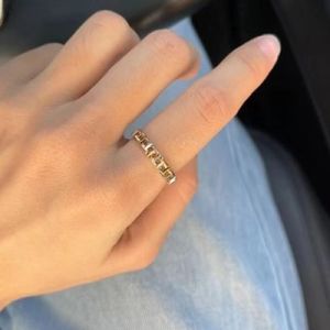 True Hollow out Silver Ring 18K Rose Gold Plated Fashionable Versatile High-End Feeling Stackable Unique Design Luxury Sensation