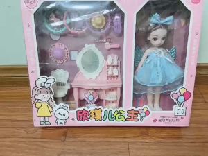 Đồ chơi bé gái - Đồ chơi búp bê- Hộp búp bê Barbie búp bê BJD khớp xoay đầm xanh kèm phụ kiện bàn ghế trang điểm make