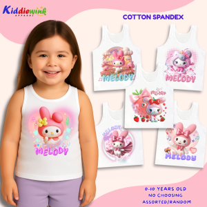 Melody White Sando for Kids Girls Ages 0-10 Yrs Cotton Spandex Cute Tank Top Shirt Kids Sleeveless