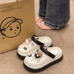 Cute Coal Ball Thick Sole Womens Sandals Summer Beach Prettify Painting Brand Casual Slippers with Double Tie Design