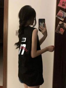 Áo Thun Cotton Không Tay Cổ Tròn Cổ Tròn Thể Thao Cho Nữ Mùa Hè 2024 Thiết Kế Mới Áo Khoác Ngoài Cổ Treo Áo Thun Cotton Nguyên Chất