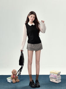 Bộ 3 Món Áo Gile Áo Sơ Mi Và Chân Váy Ngắn Phong Cách Preppy