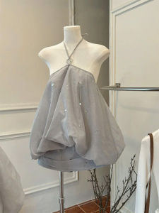 Elegant and Unique Halter-Neck See-Through Shirt and Skirt Set