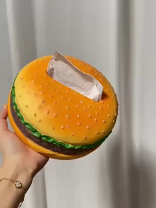 Hamburger Shaped Tissue Box Creative Hamburger Resin Napkin Holder Tissue Container Home Desktop Nap