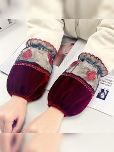 MONLEYTA | Black Lace Sleeve Covers For Women Velvet Anti Dirt Durable Fashionable Autumn Winter New Arrival Suitable For Down Jackets