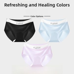 Miiow | Antibacterial Ice Silk Seamless Womens Underwear Thin Triangle Shorts Quick Dry Comfortable Summer Underpants Mid Waist Design