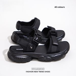 Warrior | รองเท้าแตะส้นหนาลายกันลื่นพื้นนุ่มสำหรับผู้หญิงในช่วงฤดูร้อนปี 2025 รองเท้าแตะส้นสูงแบบลำลองสำหรับใส่ไปชายหาด